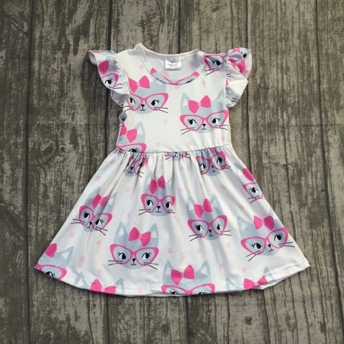 baby girls summer milksilk dress girls cute cat dress children soft boutique dress summer dress milksilk dress cat dress