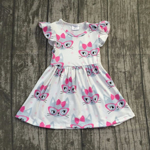 baby girls summer milksilk dress girls cute cat dress children soft boutique dress summer dress milksilk dress cat dress